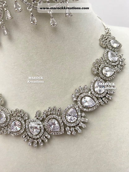 Silver American Diamond Necklace set