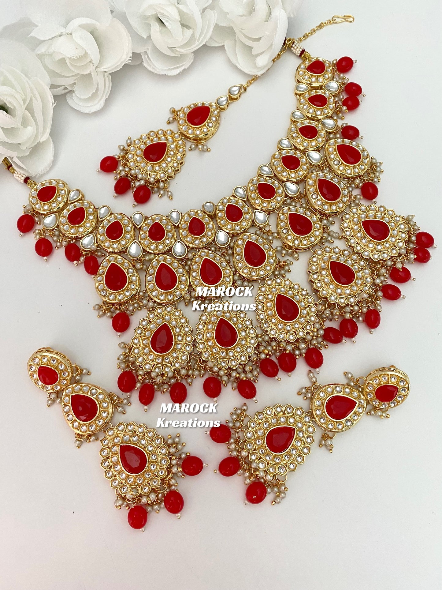 Premium Quality Thappa Kundan Necklace set/Bridal set