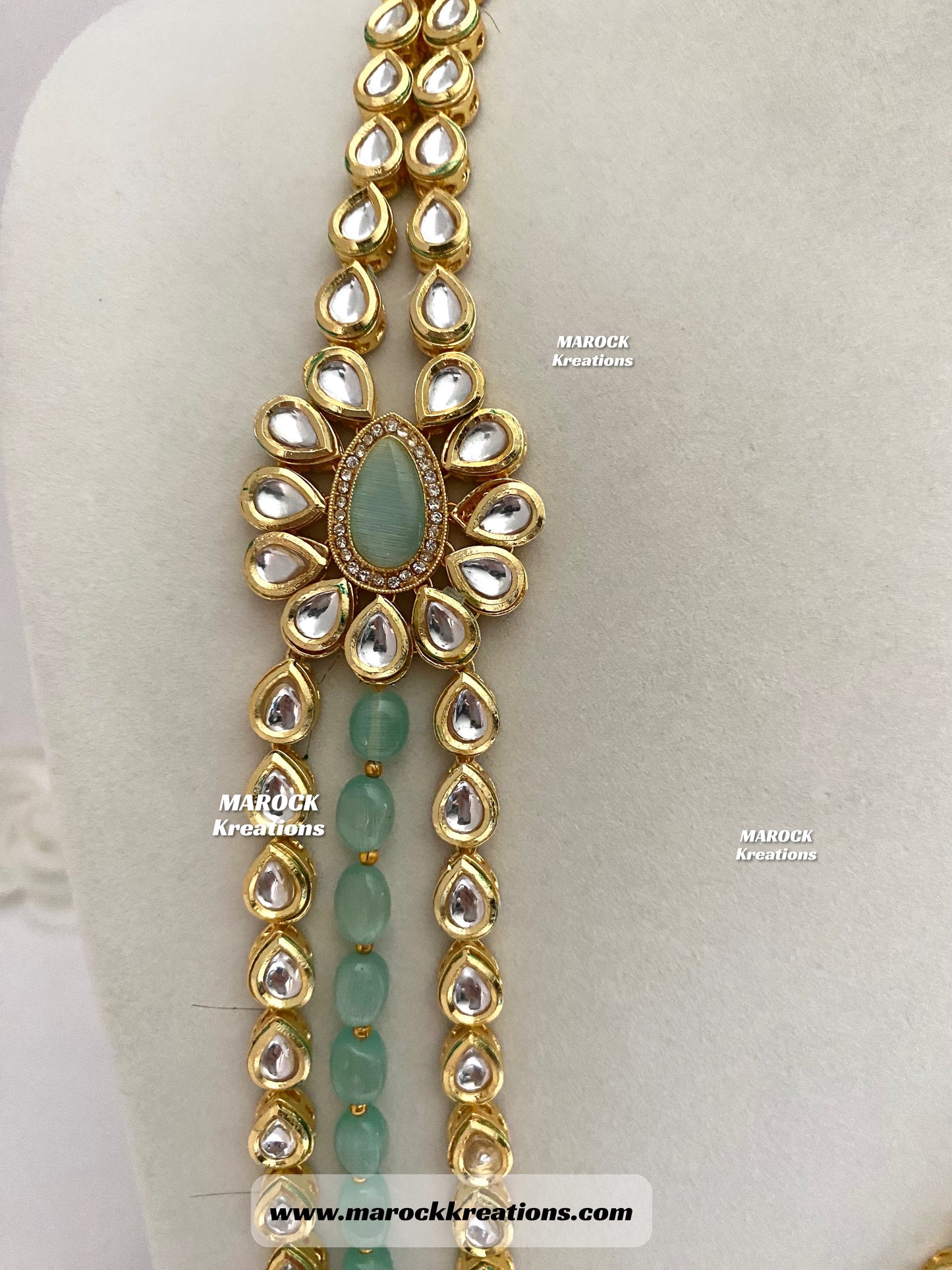 Kundan and Monalisa Rani Haar/Long necklace (Back side Meenakari)