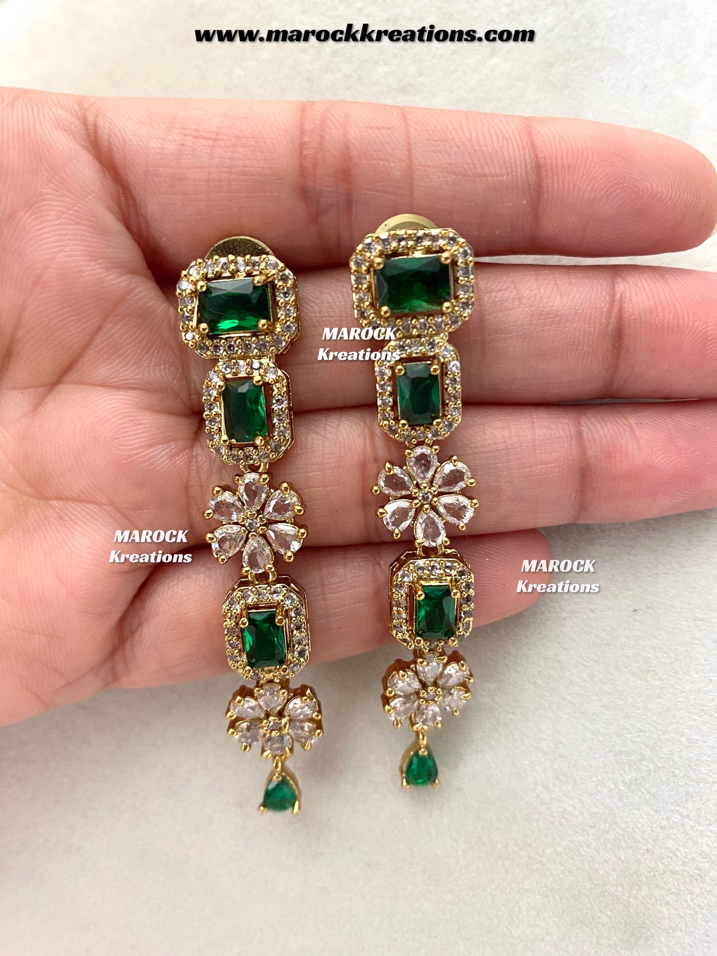 Sineka Antique Gold American Diamond double layer Statement Necklace set