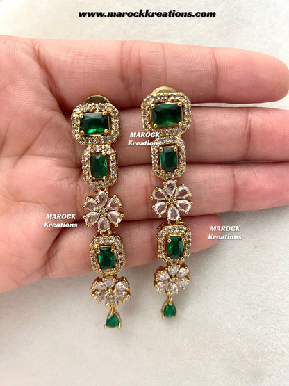 Sineka Antique Gold American Diamond double layer Statement Necklace set