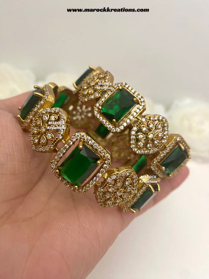 Trispa Antique Gold American Diamond Statement Bangles/Kade