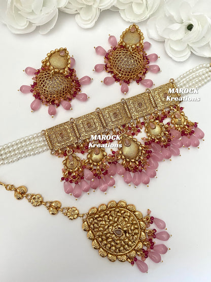 Premium Quality trendy Gold Plated choker set