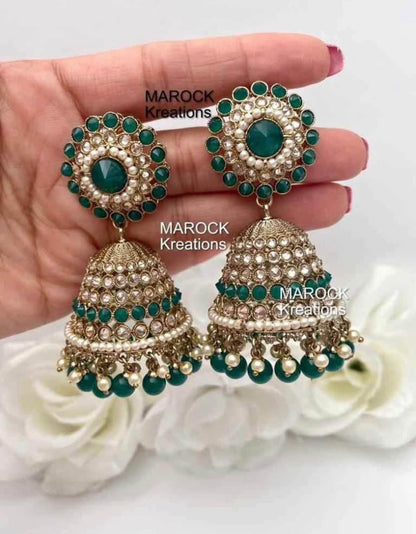 Antique Gold Polki oversized Jhumki Earrings
