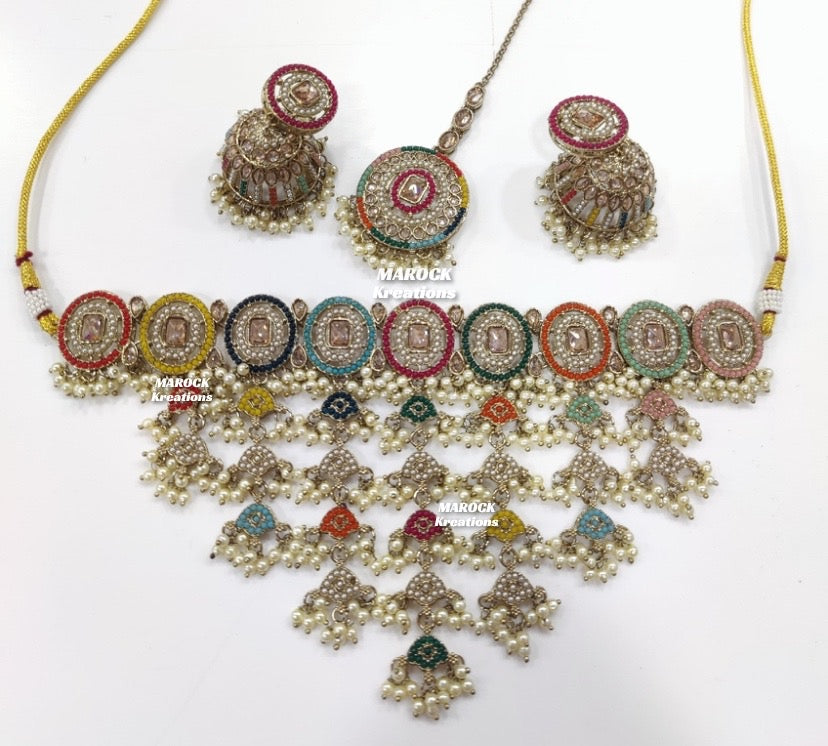 Gia Polki statement Waterfall Choker set