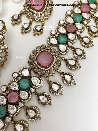Vinny Premium Quality Moissanite Kundan Statement choker set