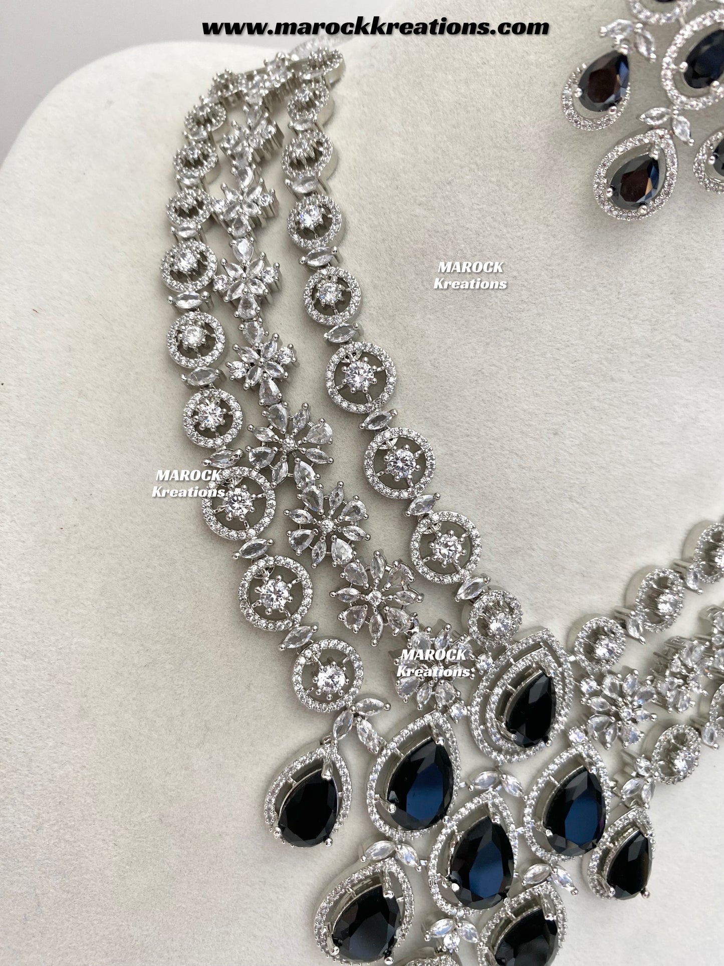 Kristi Silver American Diamond Necklace set