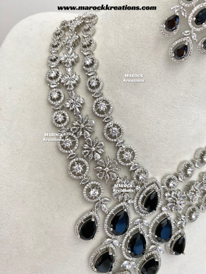 Kristi Silver American Diamond Necklace set
