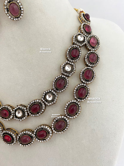 Sheenam Victorian Kundan Double layer Necklace set