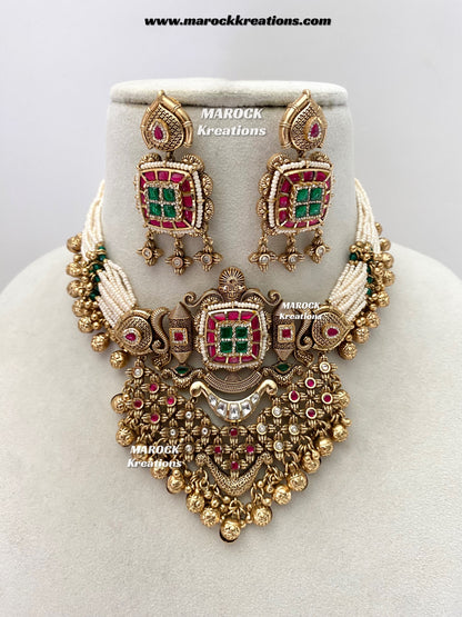Ashifa Premium Quality Gold Plated Rajwadi choker set