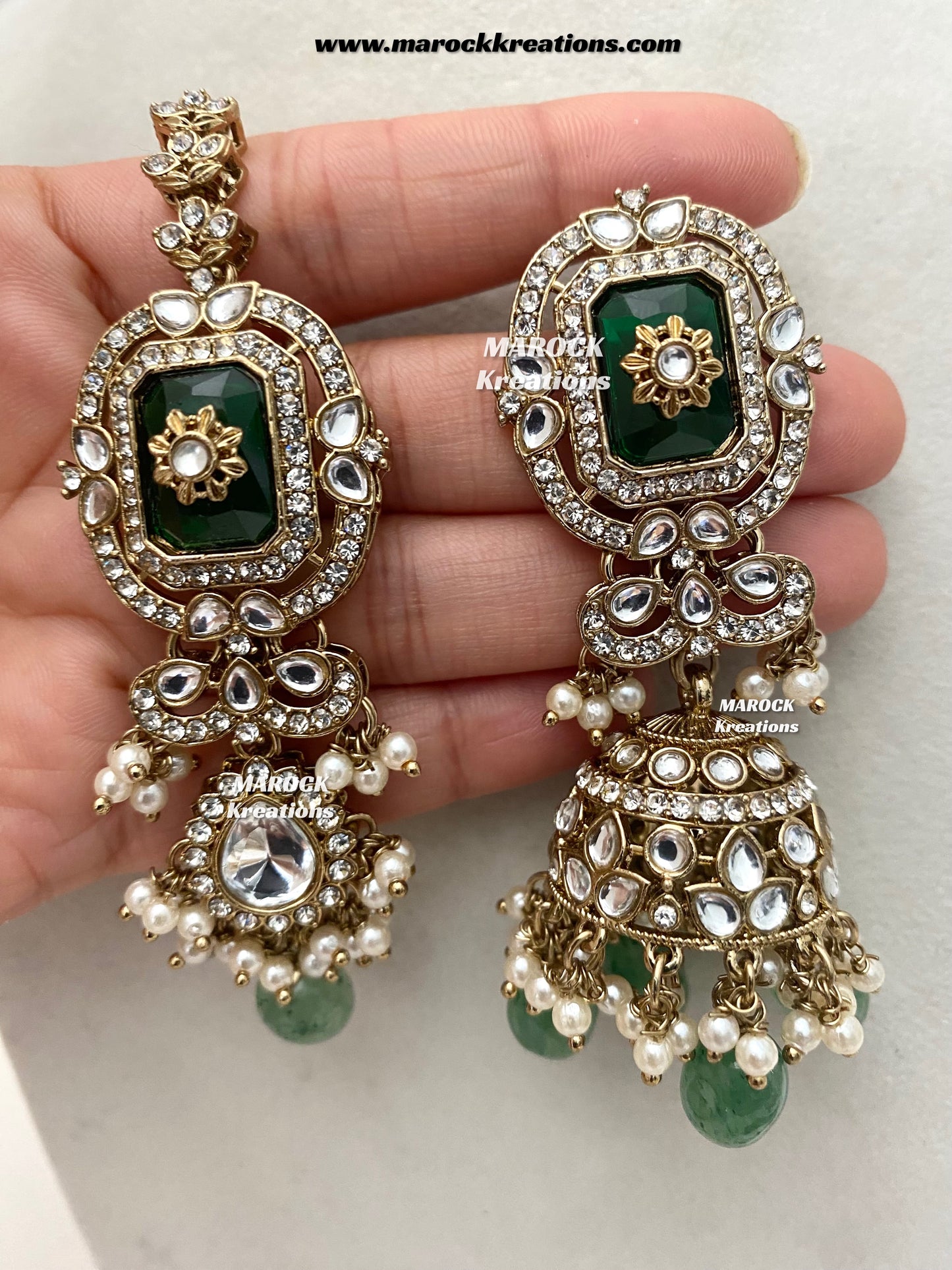Yusrah Premium Quality Antique gold Kundan Statement Bridal set