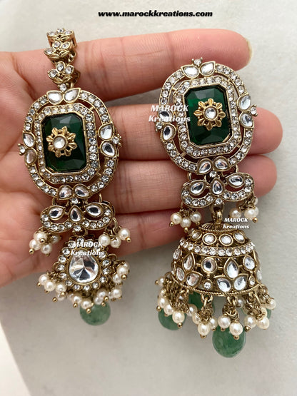 Yusrah Premium Quality Antique gold Kundan Statement Bridal set
