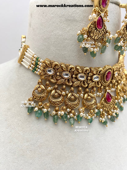 Sugandha Premium Quality Gold Plated Rajwadi choker set