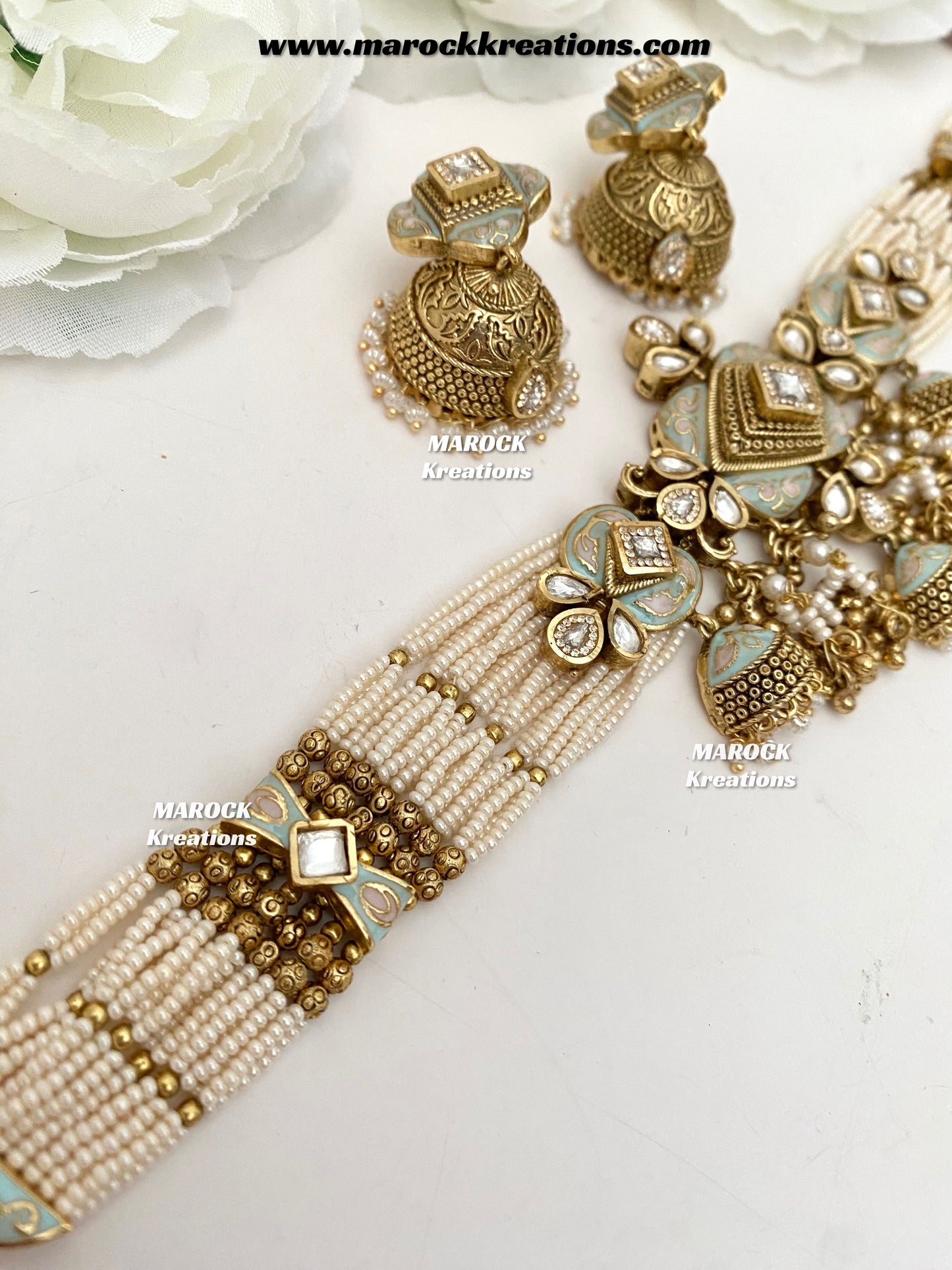 Habibi Premium Quality Gold plated Rajwadi Meenakari choker set