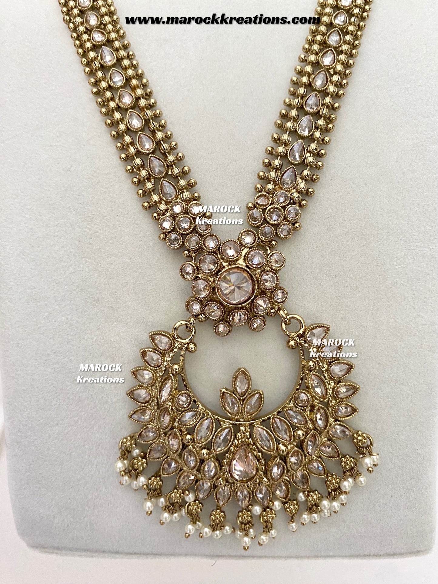 Amna Premium Quality Polki Statement Rani haar set