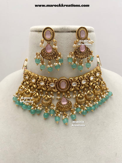 Sugandha Premium Quality Gold Plated Rajwadi choker set
