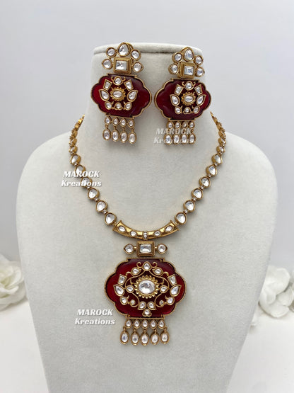 Shazia Premium Quality Moissanite Kundan Necklace set