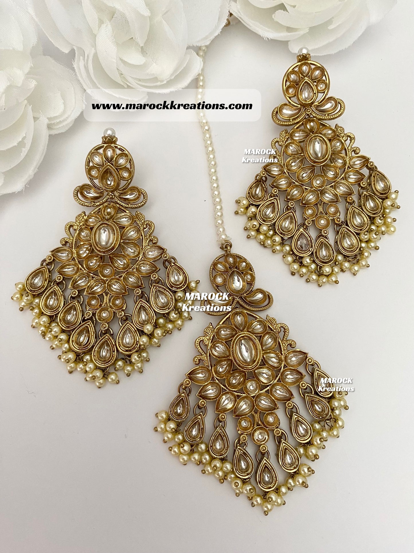 Premium Quality Kundan Earrings and tikka set