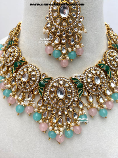 Iqra Premium Quality Kundan Meenakari Statement Necklace set