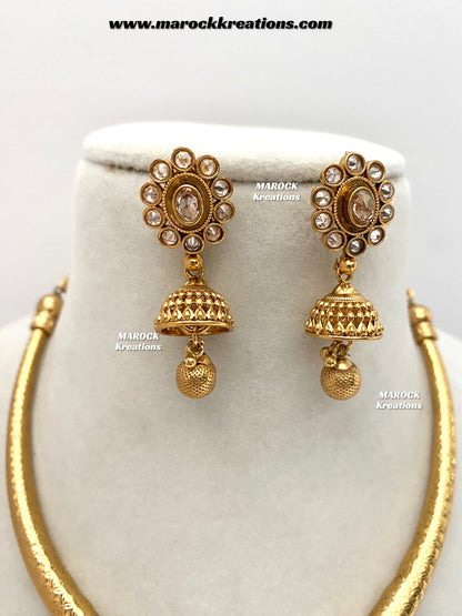 Sama Gold plated exclusive Polki hasli Necklace set