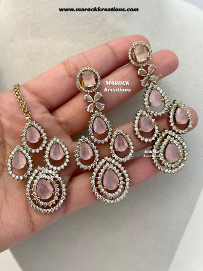 Tushita Antique Gold American Diamond Statement Necklace set/Bridal set