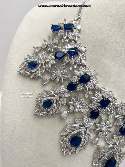 Austin Silver American Diamond Necklace set