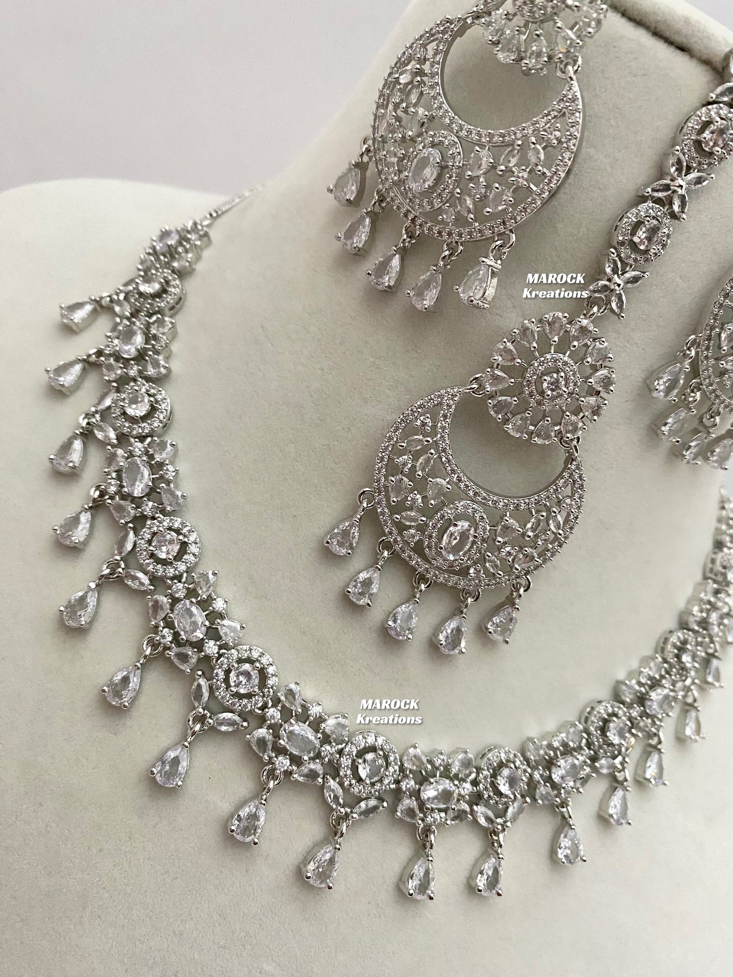 Silver American Diamond Necklace set