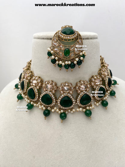 Kinjal Premium Quality Polki and Monalisa Statement Choker set