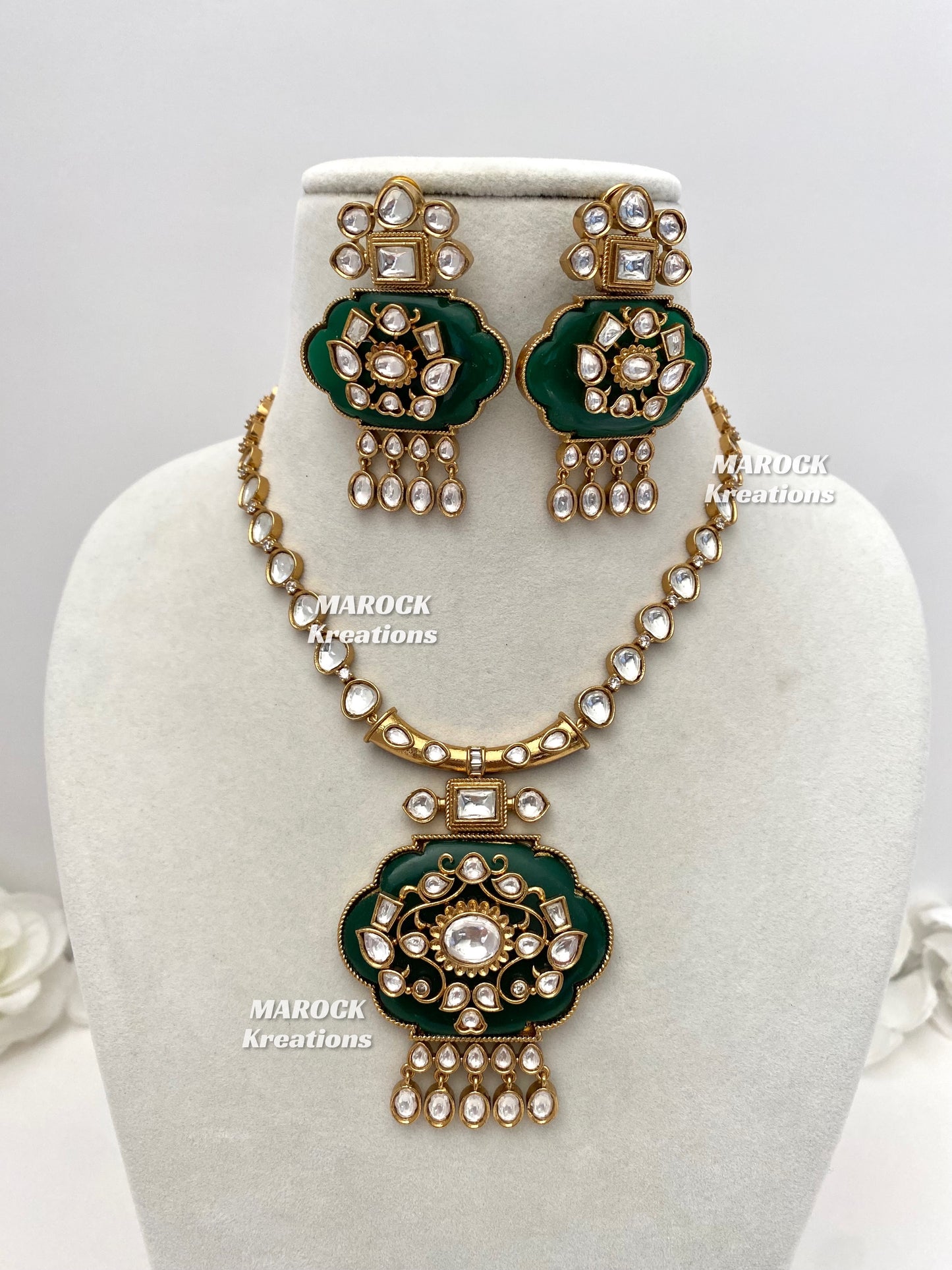 Shazia Premium Quality Moissanite Kundan Necklace set