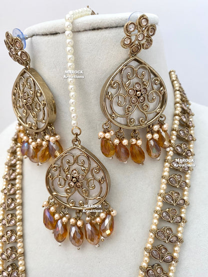 Monica Polki MOP Rani Haar/Long Necklace set