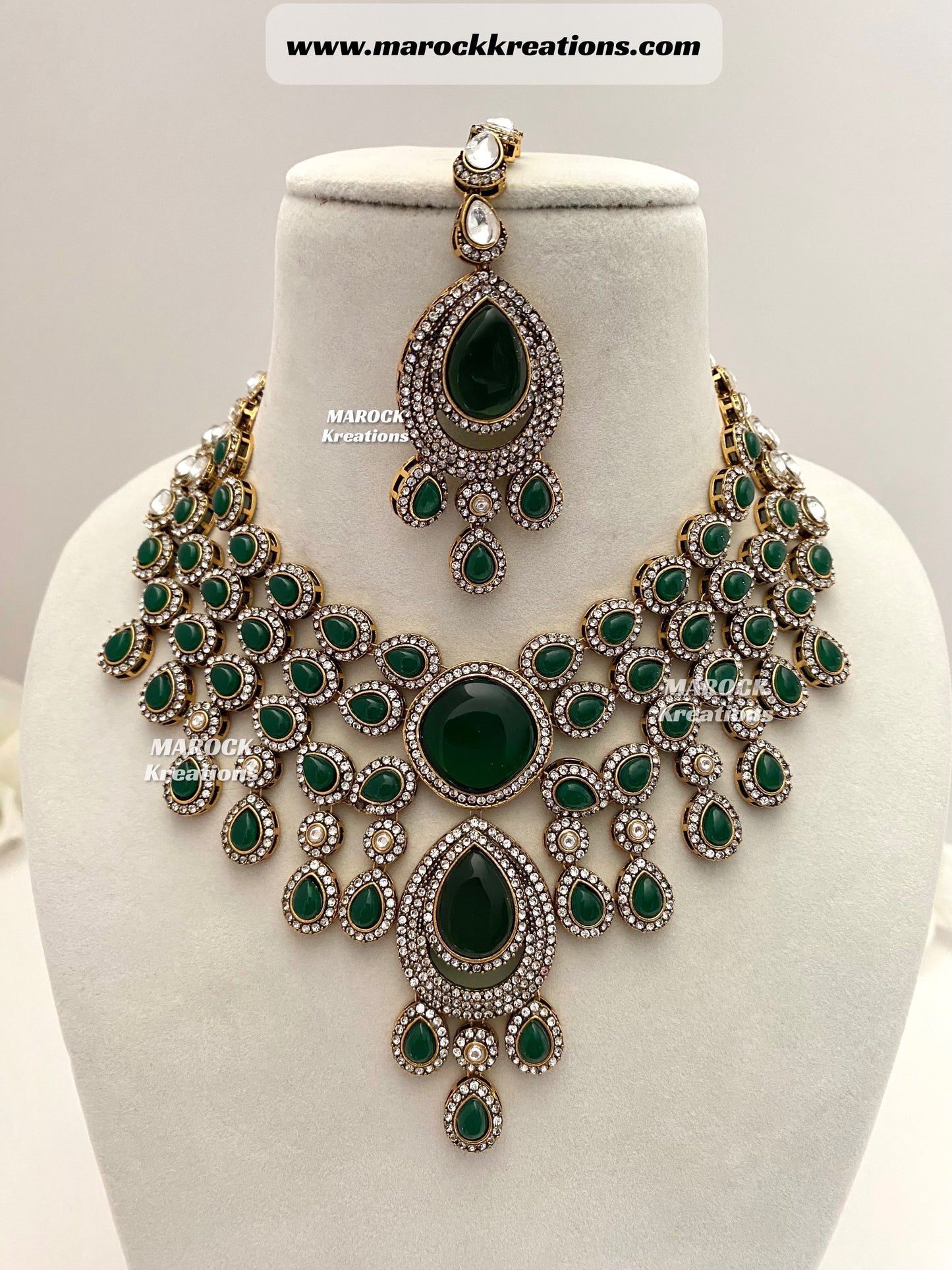 Sarah Bollywood style Victorian Monalisa Statement Necklace set