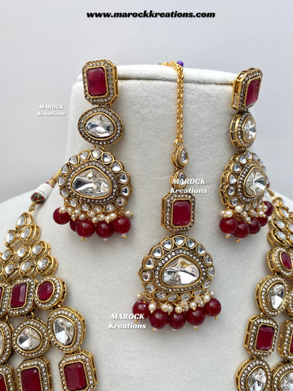 Samira Premium Quality Kundan Multi layer statement Rani haar set