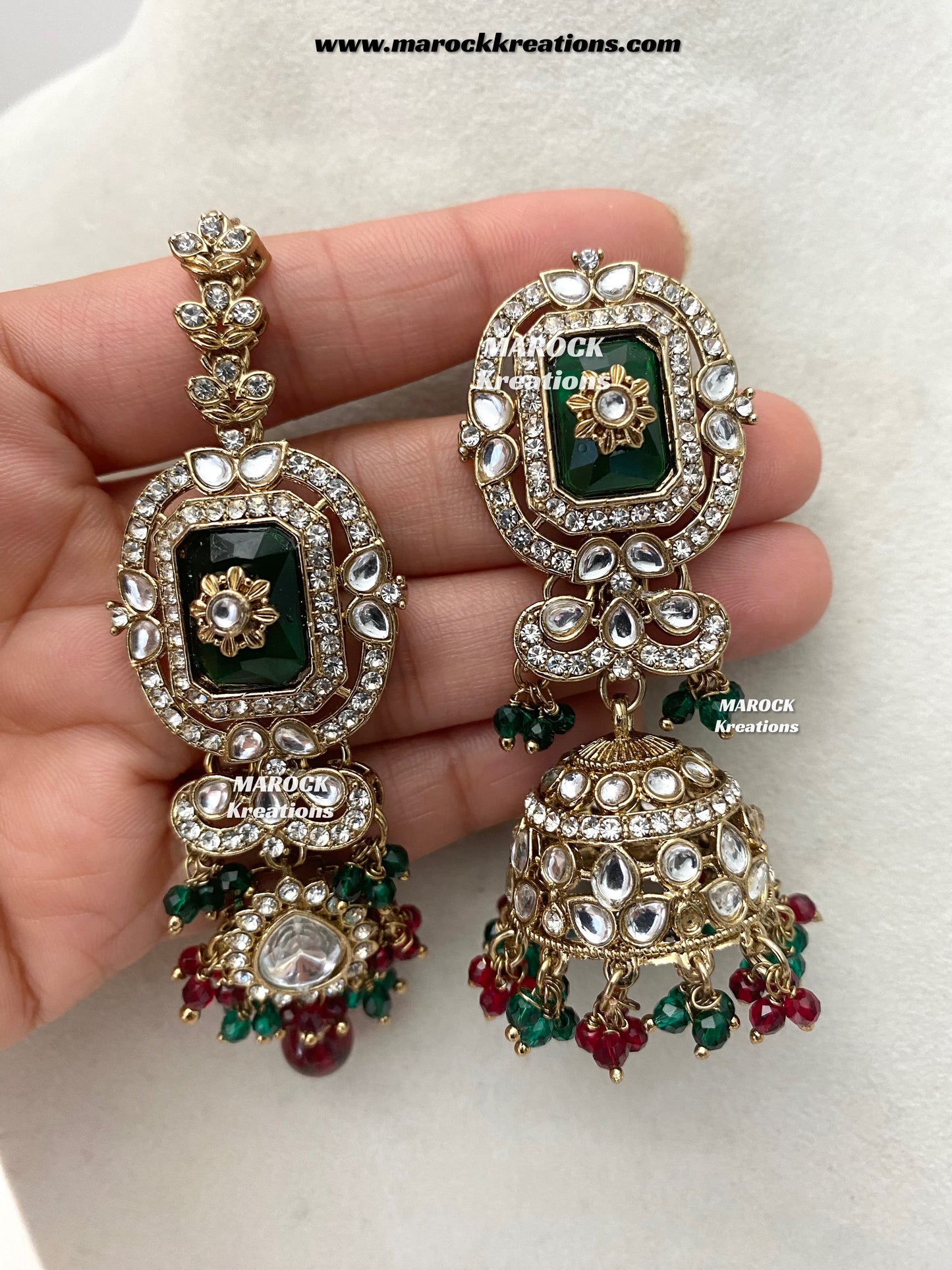 Yusrah Premium Quality Antique gold Kundan Statement Bridal set