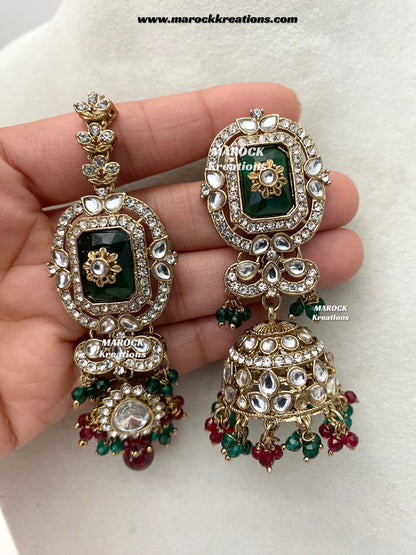 Yusrah Premium Quality Antique gold Kundan Statement Bridal set