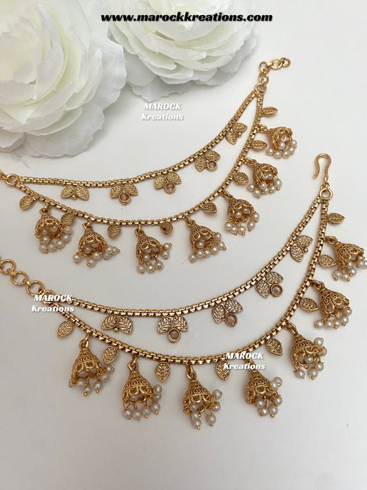 Mahira Gold Plated Saharey/Ear chains
