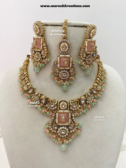 Nidhi Premium Quality Kundan Statement necklace set