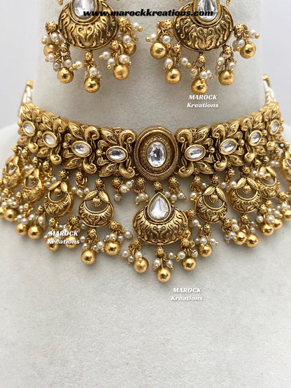 Sugandha Premium Quality Gold Plated Rajwadi choker set