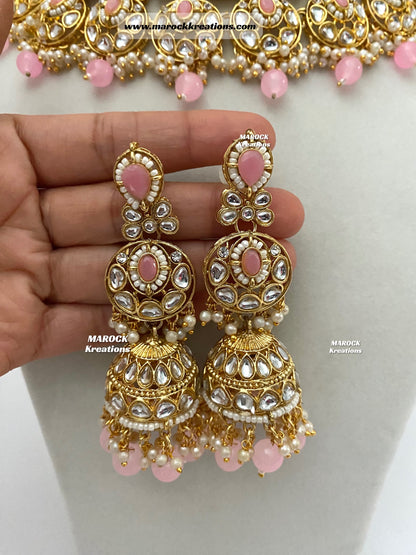 Kundan Necklace set comes with jhumki Earrings and tikka