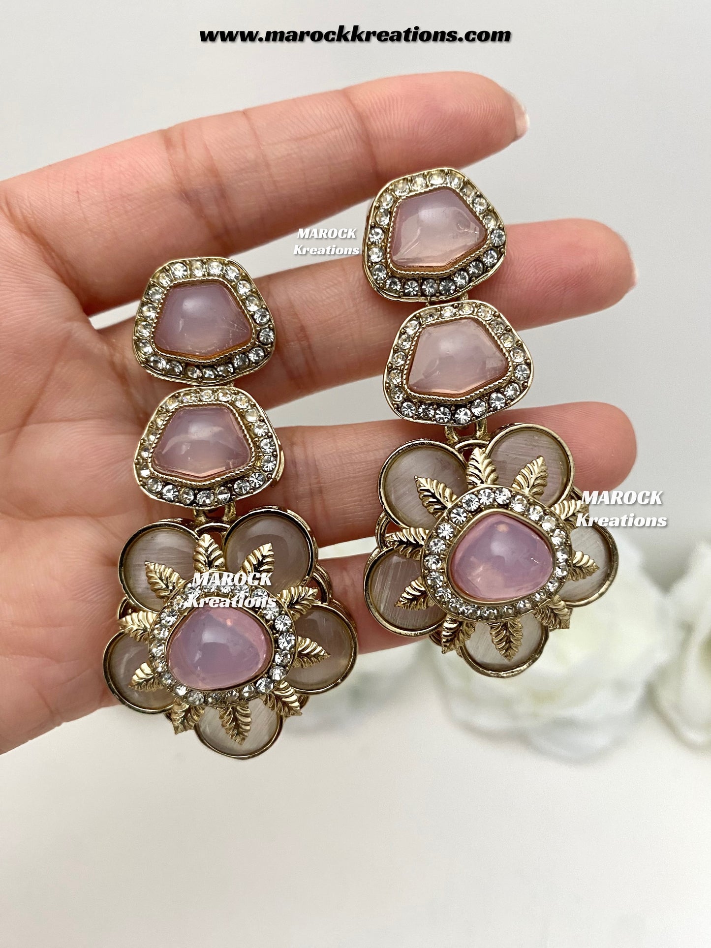 Kruti Sabyasachi inspired Mother of pearls Statement Earrings