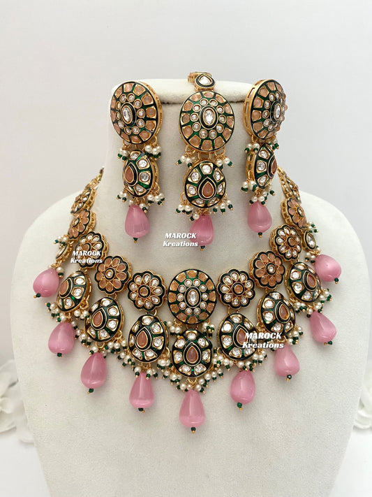 Raina Premium Quality uncut Kundan Statement Necklace set
