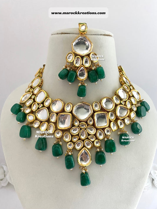 Trendy Uncut Kundan Statement Necklace set/Bridal set