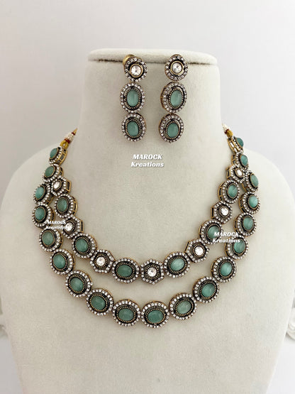 Sheenam Victorian Kundan Double layer Necklace set