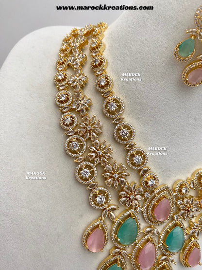 Kristi Golden American Diamond Necklace set