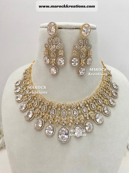 Amaya Golden American Diamond Necklace set