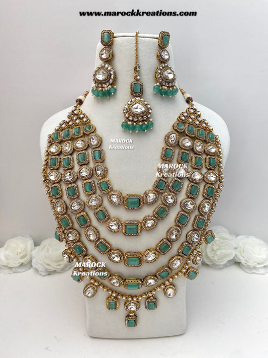 Samira Premium Quality Kundan Multi layer statement Rani haar set