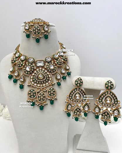 Sanuja Kundan Meenakari Statement Necklace set/Bridal set