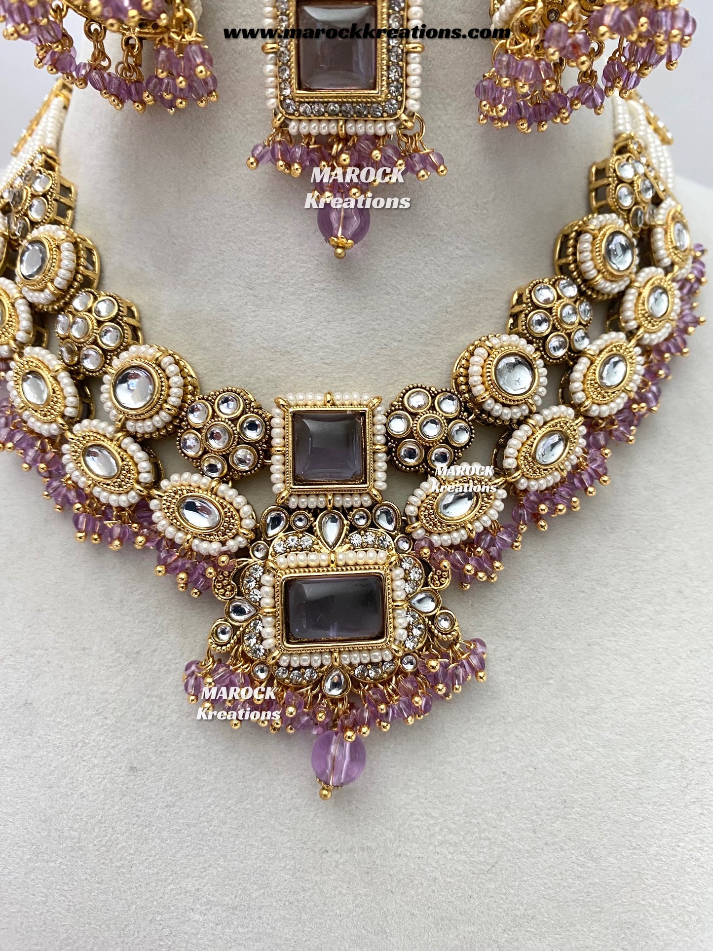Roshani Premium Quality Kundan Statement necklace set