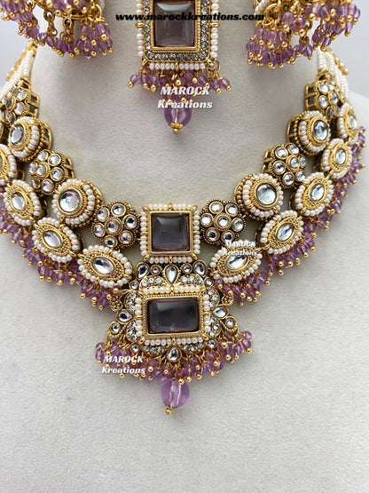 Roshani Premium Quality Kundan Statement necklace set