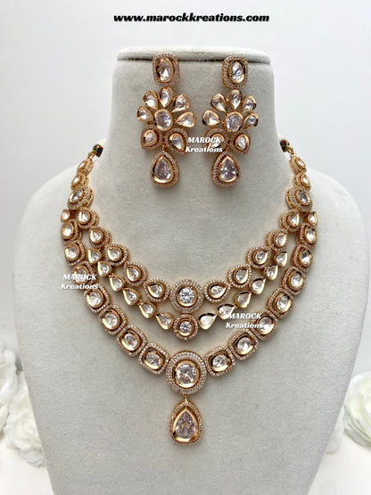 Mahnoor Premium Quality Tyani inspired Gold plated statement necklace set