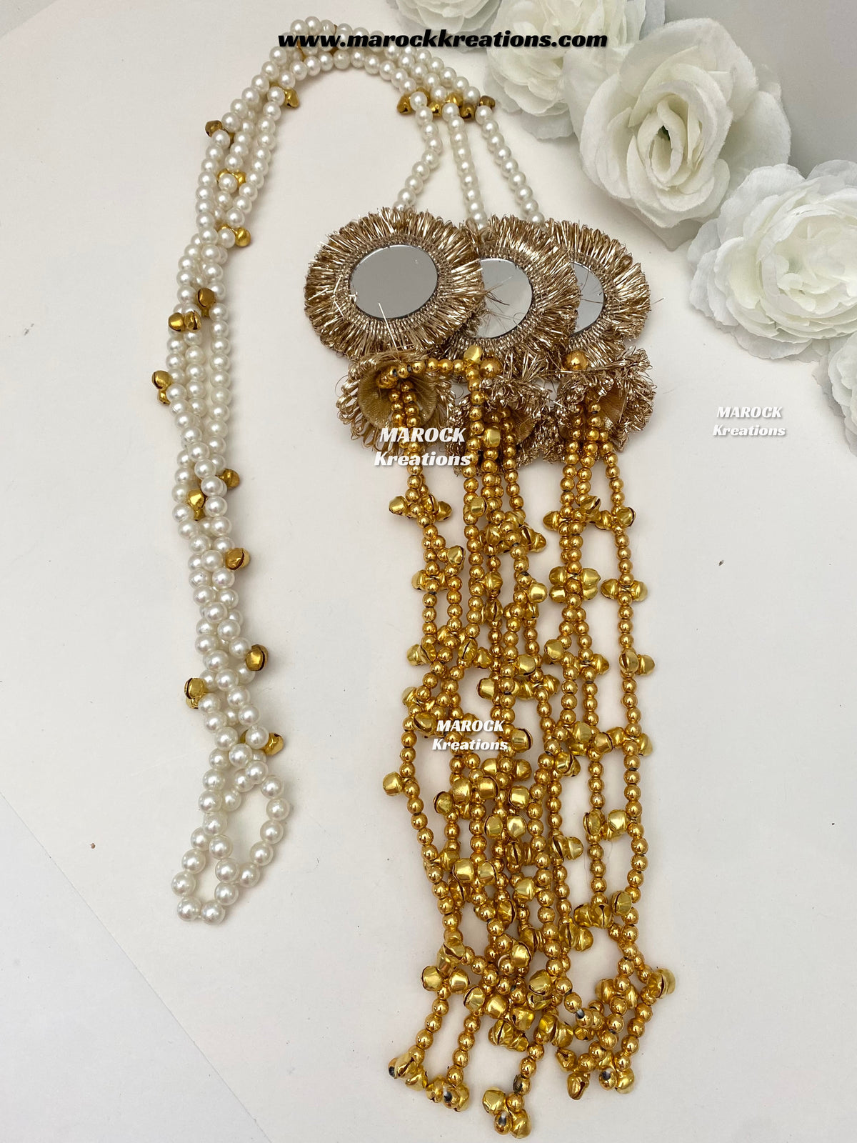 Kashmiri Paranda/Pearls, mirror and Ghungroo Paranda